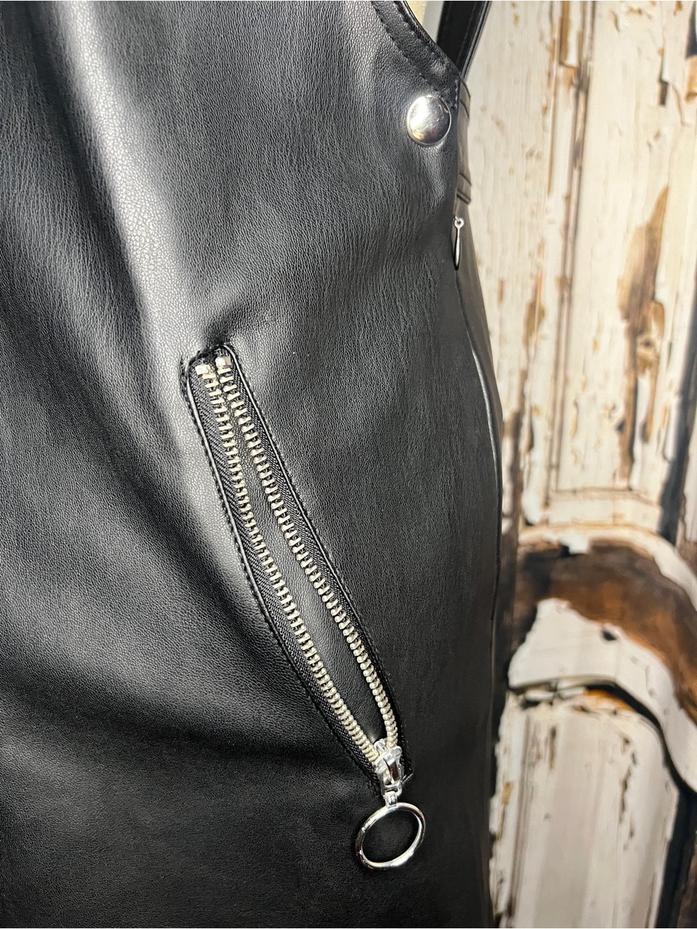 Forever 21 Black Faux Leather Pinafore with Buckle Straps - Picture 3 of 7